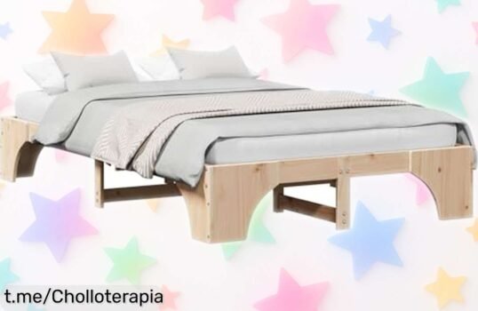 Cama vidaXL de madera maciza súper resistente y minimalista a un precio de ganga, añade ese toque natural ya mismo antes de que se agote.