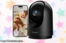 Cámara de vigilancia GNCC ¡Imágen 2K y sonido bidireccional a un precio loco! Mantén tu hogar seguro con este chollazo que no puedes dejar escapar.