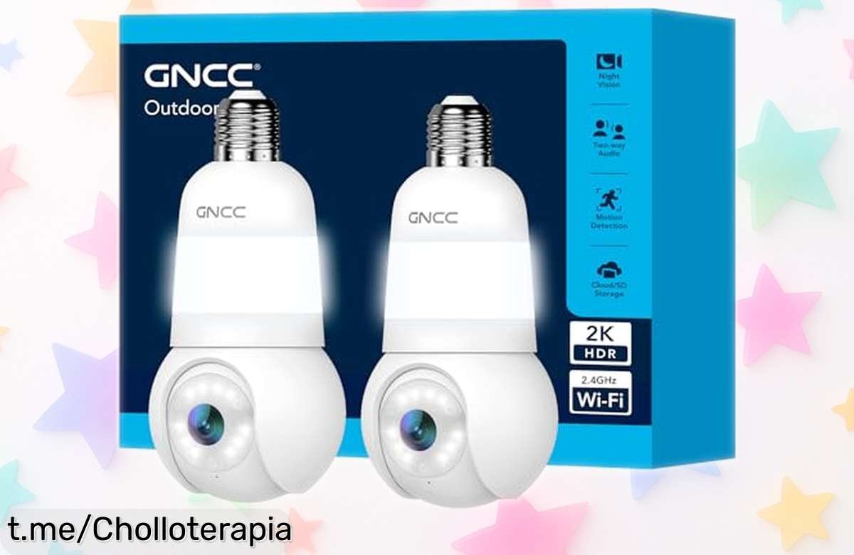 Cámaras bombilla WiFi GNCC 355 PTZ: doble protección para tu hogar con visión nocturna y seguimiento automático a un precio jamás visto, ¡controla todo desde tu móvil ya!