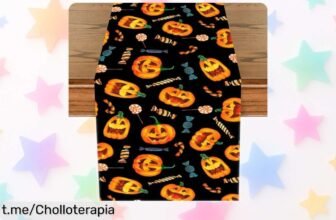 Camino de mesa de Halloween con calabazas y fantasmas, ¡ofertón súper fácil de limpiar que hará brillar tu fiesta! No te lo pierdas, es un chollo que iluminará tus días.