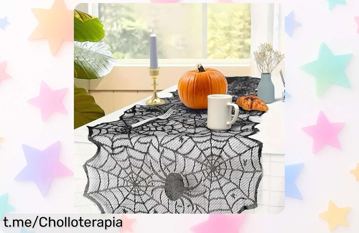 Camino de mesa de Halloween con telaraña ideal para tus fiestas: decora elegante y spooky, ¡super chollo que no puedes dejar escapar!