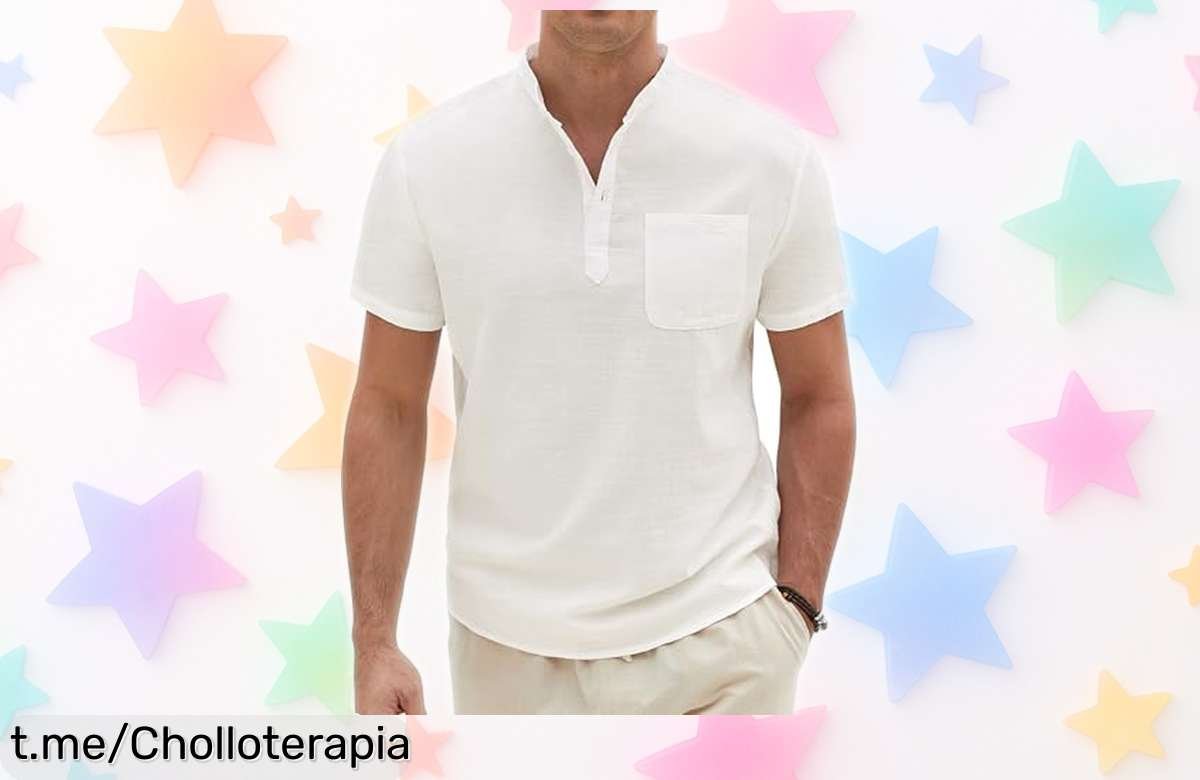 Camisa de lino Voqeen con cuello Henley, la frescura que necesitas y un chollazo que no querrás dejar pasar esta temporada. ¡Vamos a por ella antes de que se agote!