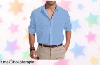 Camisa de lino y algodón Friptspyg para hombre, ¡ofertón que no puedes dejar pasar! Luce elegante en cualquier plan veraniego sin preocuparte por el color.