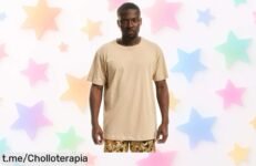 Camiseta beige Brandit en talla grande a precio regalado, ideal para cualquier plan y lucir espectacular; ¡no te quedes sin la tuya antes de que se agoten!