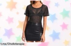 Camiseta de malla transparente Kiiwah: Marca estilo con esta única prenda a un precio de escándalo que no te puedes perder. ¡Haz tu look increíble hoy y deslumbra!