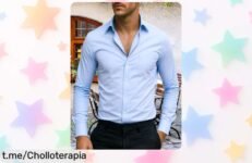 Camiseta de manga larga a rayas para hombre que eleva tu estilo profesional y ahora con un precio de escándalo. ¡No te pierdas este ofertón único!