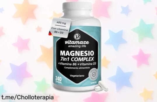Cápsulas Vitamaze Magnesio Complex con B6 y D3: ¡Oferta brutal! 240 cápsulas para sentirte genial sin complicaciones. Aprovecha este precio loco antes de que se acabe.