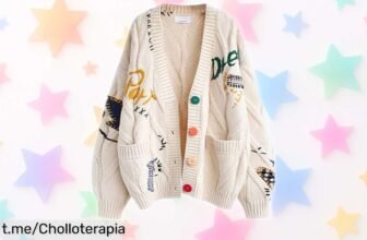 Cárdigan de punto trenzado para mujer con botones arcoíris a un precio tan loco que no podrás resistirlo; ¡no dejes pasar esta oportunidad única y añade estilo a tu look ya!