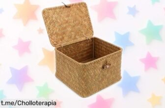 Cesta de mimbre con tapa para organizar el baño, un ofertón que simplifica tu día a día y te hace sentir en control. ¡No pierdas esta oportunidad!