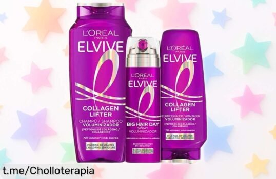 Champú, acondicionador y spray voluminizador L’Oréal Paris con colágeno a un precio que está de locura para darle a tu pelo ese cuerpo espectacular. ¡No te quedes sin el tuyo!
