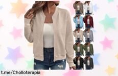 Chaqueta bomber de mujer con textura waffle que está a precio de risa, no pierdas la oportunidad de lucir espectacular sin dejarte el bolsillo vacío.