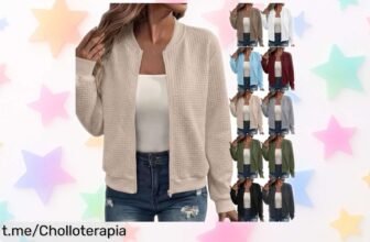 Chaqueta bomber de mujer con textura waffle que está a precio de risa, no pierdas la oportunidad de lucir espectacular sin dejarte el bolsillo vacío.