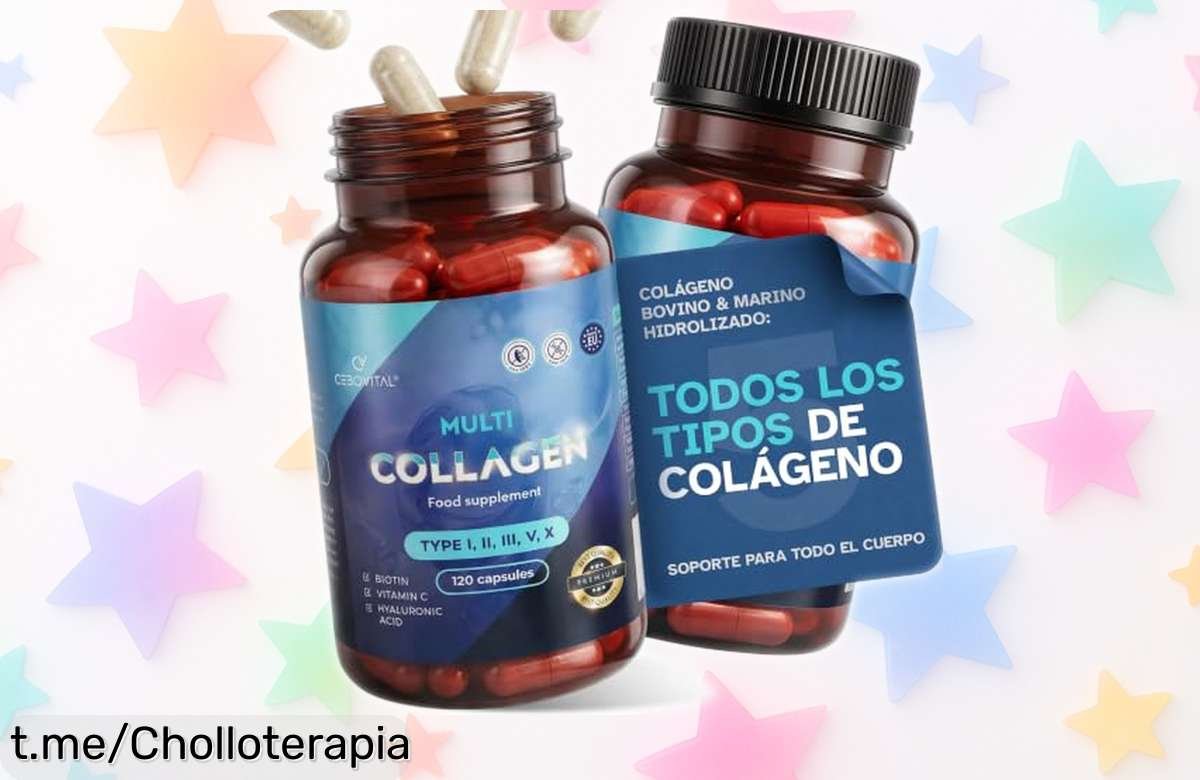Colágeno bovino y marino en cápsulas: ¡Cuida tu piel, pelo y uñas con este chollazo! Solo 2 al día para notar la diferencia. No te lo pierdas, es el momento de brillar.