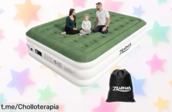 Colchón hinchable Zearna fácil de usar para camping o visitas, con bomba que lo infla en 3 minutos; ¡no dejes pasar esta oportunidad única y disfruta al máximo!