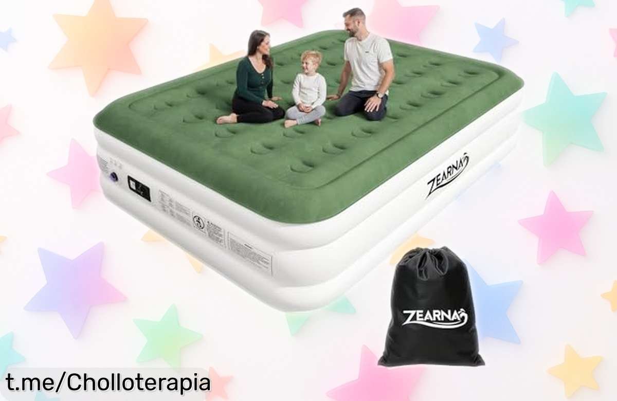 Colchón hinchable Zearna fácil de usar para camping o visitas, con bomba que lo infla en 3 minutos; ¡no dejes pasar esta oportunidad única y disfruta al máximo!