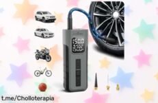Compresor de aire portátil HYVOHEX que infla rápido y sin cables, con parada automática para tener el control: no te pierdas este ofertón práctico y potente que vuela en segundos.