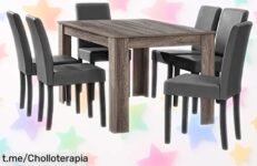 Conjunto de mesa y 6 sillas en polipiel, ideal para cualquier ocasión familiar a un precio que no vas a creer, ¡aprovecha este ofertón antes de que se acabe!