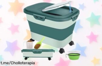 Contenedor plegable Wuciray para pienso de perros y gatos, ¡ahora a precio loco! Mantén la comida ordenada y lista en un clic. No pierdas esta oportunidad que encantará a tu mascota.