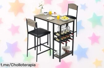Descubre el conjunto Barset de bar con mesa y 2 taburetes en un elegante gris, perfecto para tus desayunos; ¡ofertón que no puedes dejar escapar!