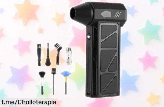 Descubre el increíble soplador de aire eléctrico recargable con luz LED y boquillas, ahora a un precio tirado que no querrás dejar escapar. ¡Limpia fácil y rápido como nunca!
