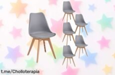 Descubre el juego de 6 sillas nórdicas JZGORC, ¡con patas antideslizantes y estilo único! No dejes pasar este precio rebajado que alegrará tu hogar.