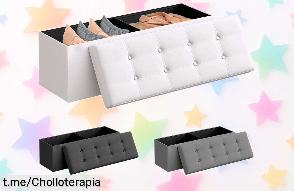 Descubre el puf baúl acolchado RELAXTY de 80 litros, aguanta hasta 300 kg y transforma tu espacio con este ofertón que no podrás dejar pasar. ¡Decídete ahora!