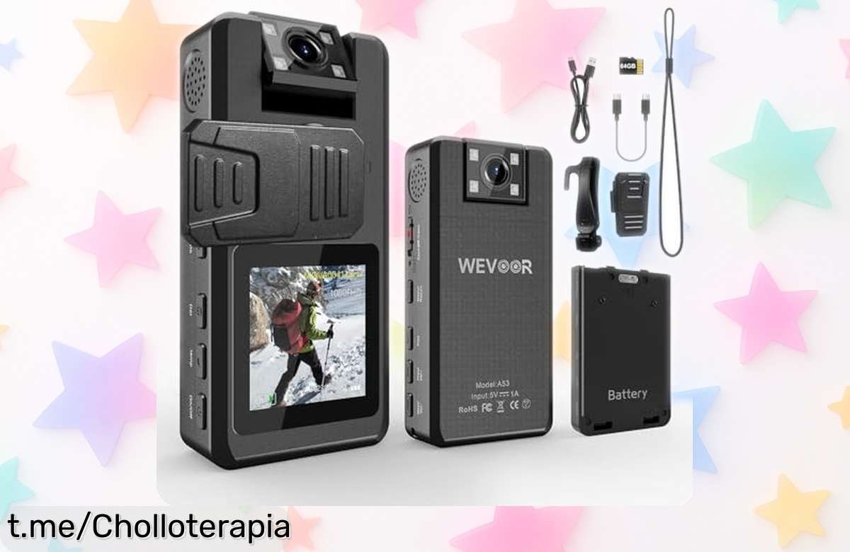 Descubre la mini cámara corporal con visión nocturna y 20 horas de grabación: ¡un chollazo que no puedes dejar escapar! Captura tus momentos más emocionantes ahora.