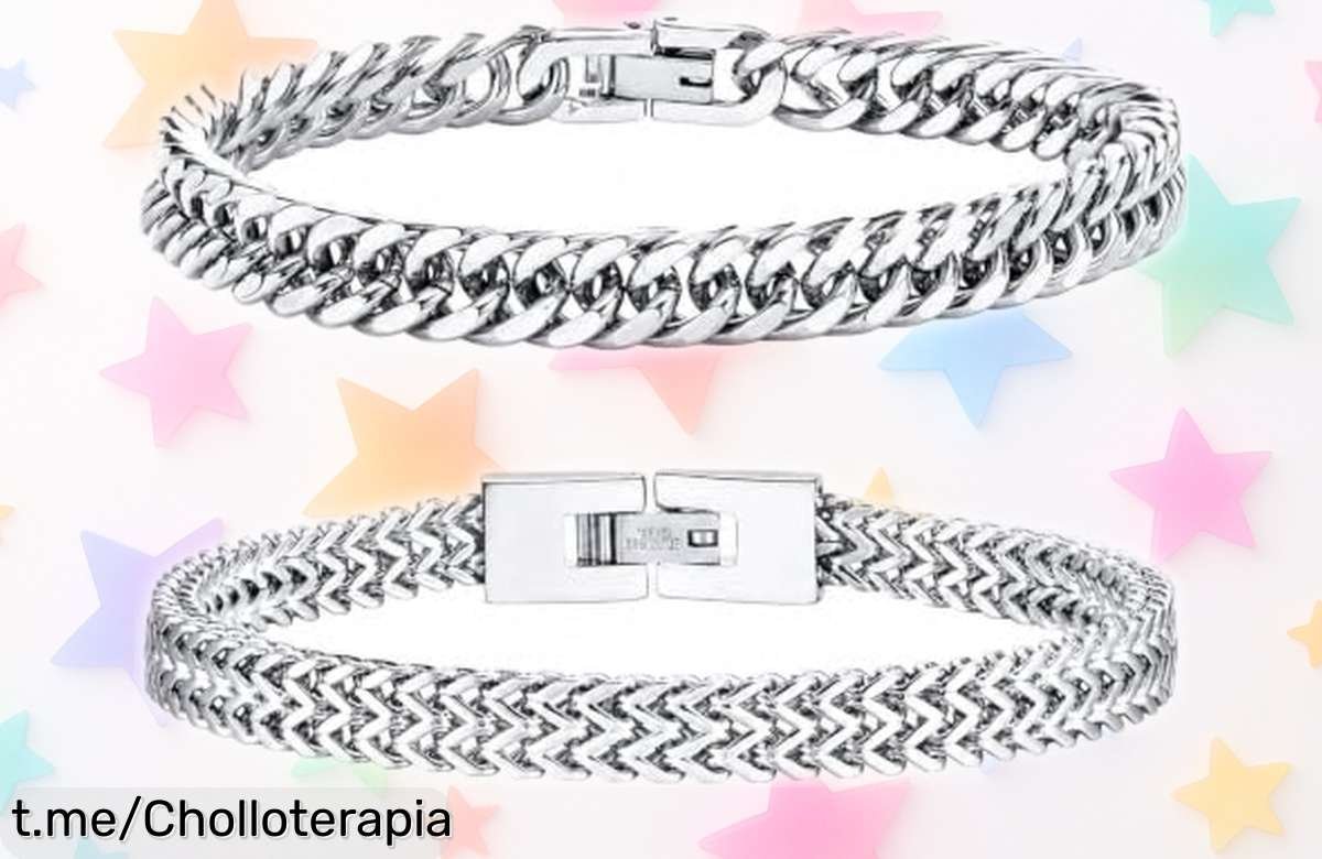 Descubre la pulsera de acero inoxidable perfecta para hombre: pack de 2 con caja, ¡que no te cueste un ojo de la cara y sorprende a quien más amas!