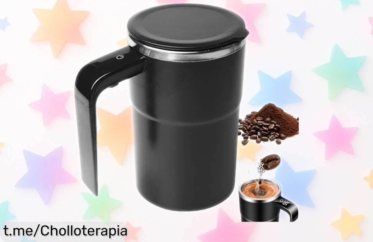 Descubre la taza autoagitadora de 380 ml que mezcla tu café o batido al instante y revela su temperatura, ¡precio loco que no puedes dejar pasar!