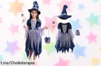 Disfraz de bruja para niña con todo lo necesario, ¡no te pierdas este chollazo que hará brillar su Halloween y carnaval a precio de risa! Aprovecha ya esta oferta.