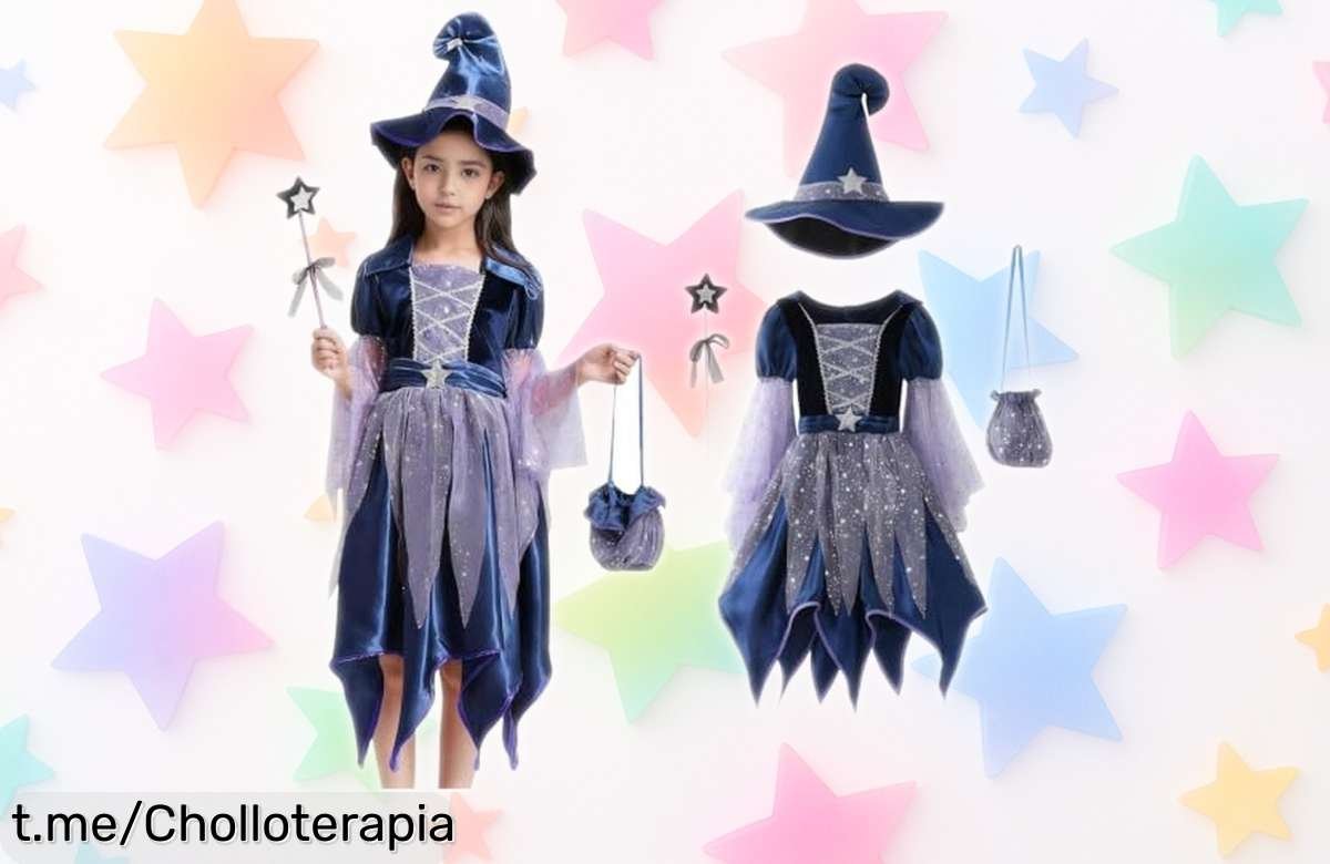 Disfraz de bruja para niña con todo lo necesario, ¡no te pierdas este chollazo que hará brillar su Halloween y carnaval a precio de risa! Aprovecha ya esta oferta.