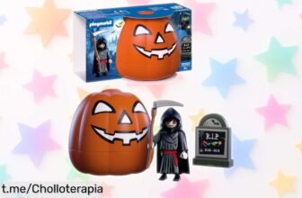 Divertida figura de Halloween PLAYMOBIL con calabaza y guadaña desmontable, ¡ofertón que hará las mañanas de juego aún más emocionantes!