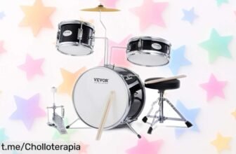 Divertido juego de batería VEVOR para niños, ¡un chollo que enseña a rockear con pedal y baquetas incluidas! Aprovecha esta oferta limitada y haz sonreír a los más pequeños.