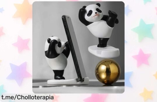 Divertido soporte para móvil y tablet en forma de panda que decora tu espacio por un precio prácticamente regalado, ¡no te lo pierdas y dale alegría a tus días!