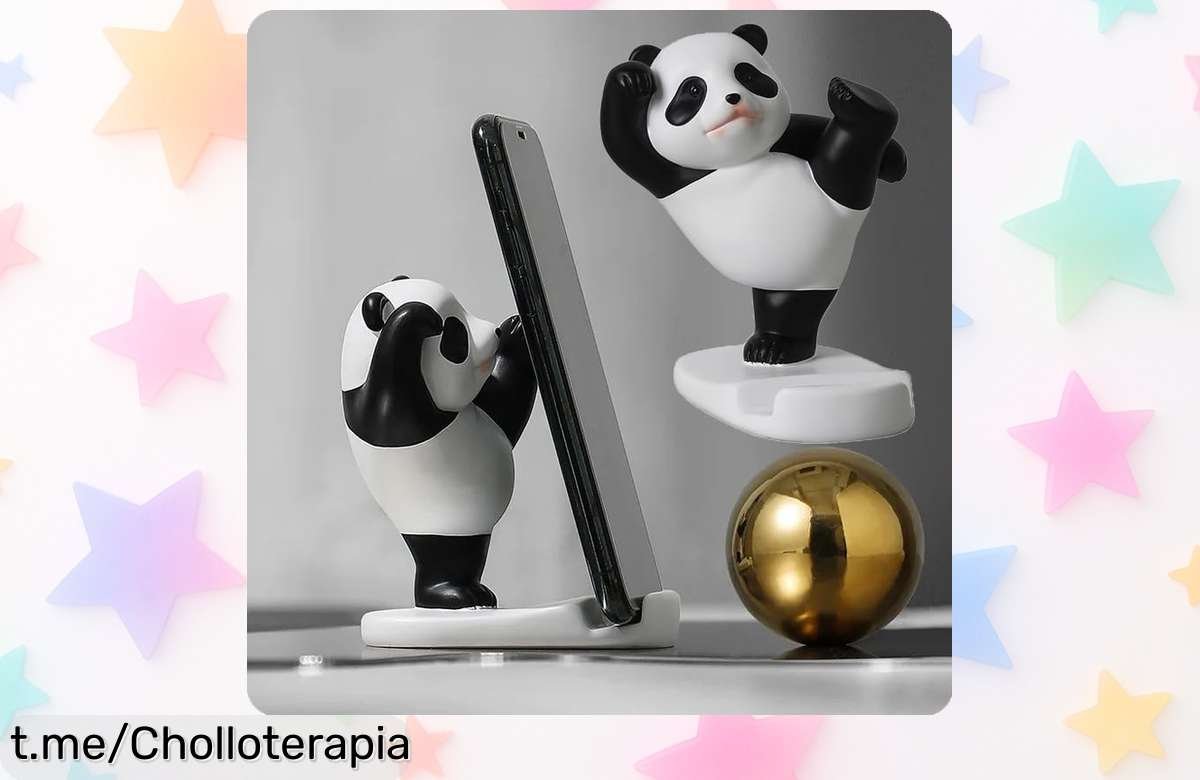 Divertido soporte para móvil y tablet en forma de panda que decora tu espacio por un precio prácticamente regalado, ¡no te lo pierdas y dale alegría a tus días!