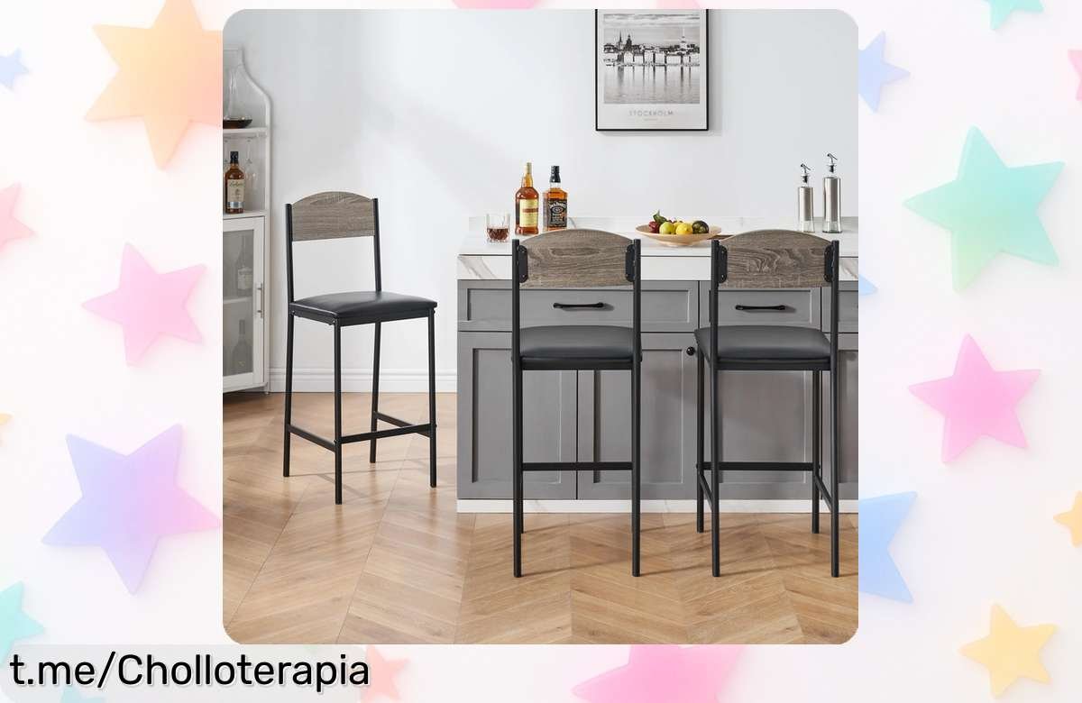 Dos taburetes de bar acolchados y con estilo para tu cocina a un precio tan bajo que no podrás resistirte, date el capricho que mereces antes de que se acaben.