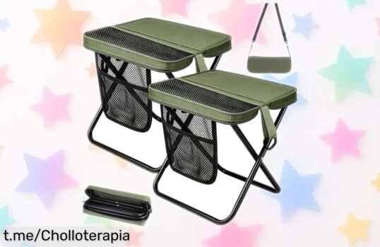 Dos taburetes plegables FUDUOXIAO ultraligeros, el ofertón ideal para tus aventuras al aire libre y perfectos para relajarte donde quieras. ¡No dejes pasar esta oportunidad y hazte con ellos ya!