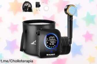 Ducha portátil para camping WADEO: el chollazo que necesitas con depósito de 20L y batería enorme. ¡Disfruta del agua donde quieras y no te lo pierdas!