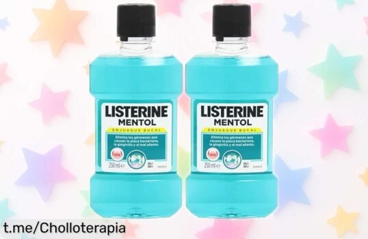 Enjuague bucal Listerine Mentol en pack de 2, ¡un ofertón que elimina el mal aliento y cuida tus dientes! No te quedes sin él, dale a tu sonrisa lo que merece.