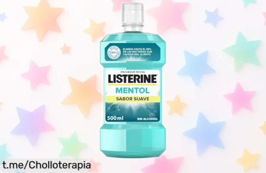 Enjuague bucal Listerine Mentol sabor suave 500 ml a precio loco, cuida tus encías y ¡dile adiós al mal aliento todo el día! No dejes pasar esta oportunidad única y fresca.