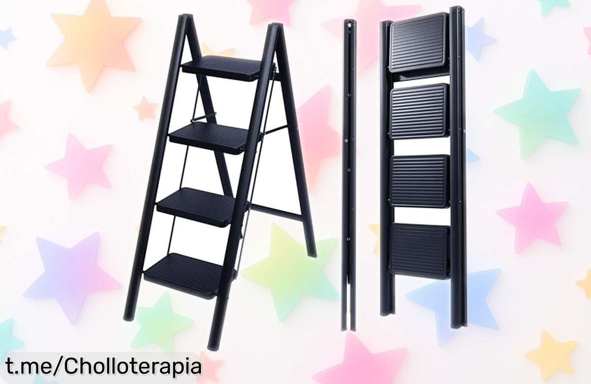Escalera plegable de 4 peldaños UZIRO en oferta: aprovecha el super chollo y eleva tu seguridad en casa, cocina u oficina antes que se acabe. ¡Cómprala ya!