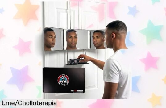 Espejo de 3 caras LED con soporte y bandeja: ¡Rebaja brutal para cortarte el pelo y la barba sin complicaciones! No dejes que se te escape este chollo.
