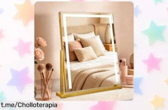Espejo de maquillaje LED MantoLite con luz regulable y giro 360°, ¡ofertón impresionante a un precio de escándalo que hará brillar tu rutina!