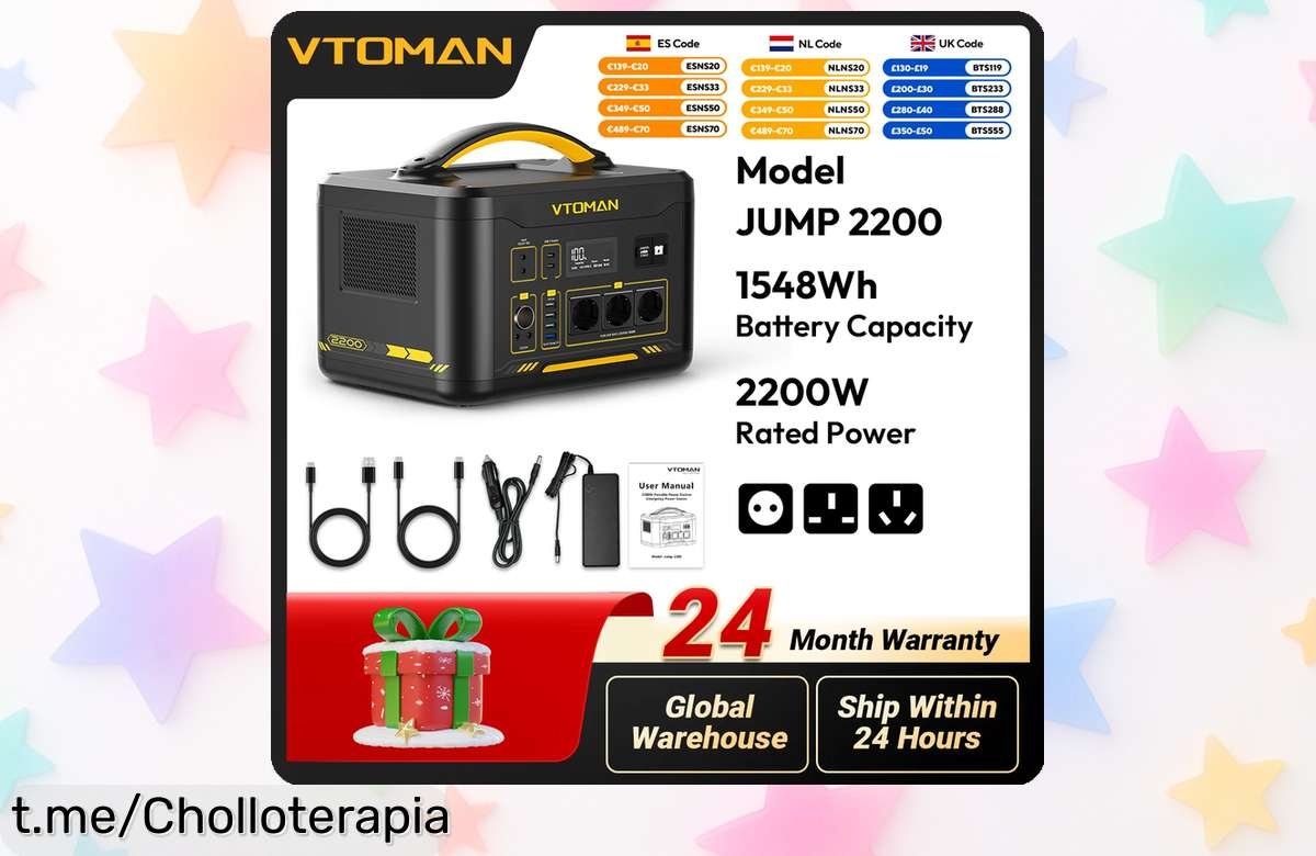Estación de energía portátil VTOMAN JUMP 2200, ¡prepara tu próxima aventura! Con un precio rebajado y potencia para iluminar tus momentos más felices.