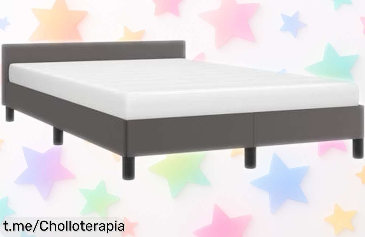 Estructura de cama vidaXL con cabecero en cuero sintético, superchollo resistente y fácil de limpiar; ¡tu oportunidad para un dormitorio más ordenado ya!