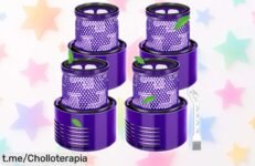 Filtros para Dyson V10 en pack de 4 con cepillo: aire limpio y sin polvo a precio brutal, ¡asegura tu salud ya y disfruta de un hogar fresco como nunca!