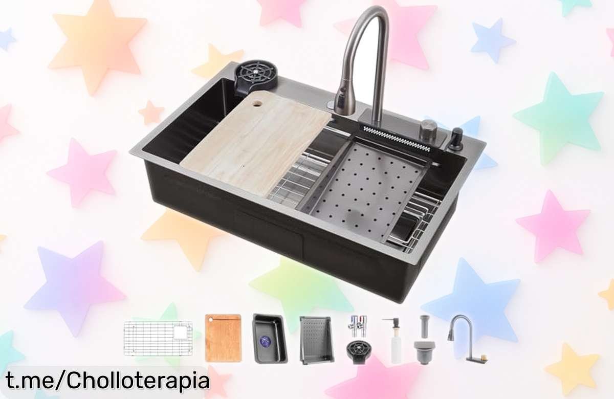 Fregadero FGNIXLN 2 en 1 con grifo y accesorios, ¡un ofertón que hará brillar tu cocina y te dejará sin excusas para no disfrutar cada comida!