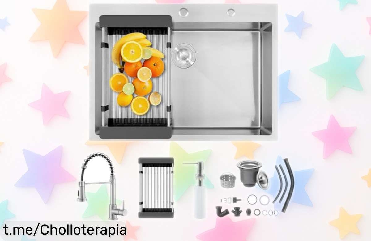 Fregadero de cocina BoomHoze con grifo abatible y sistema que silencia el ruido, a un precio increíblemente bajo que no querrás dejar pasar. ¡Cocina feliz ya!