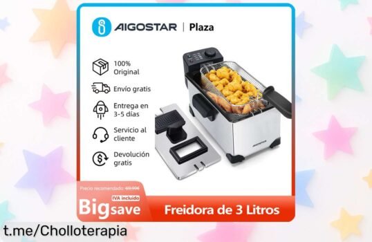 Freidora de 3 litros con ventana y termostato ajustable que hará volar tus snacks; ¡aprovecha ya el descuentazo, no te lo puedes perder!