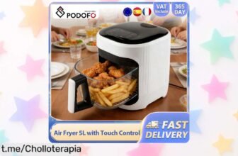 Freidora de aire Podofo de 5 litros, el aparato ideal para cocinar sano y rico para hasta 35 personas ¡Ahora a un precio tirado! No te lo pierdas o te arrepentirás.